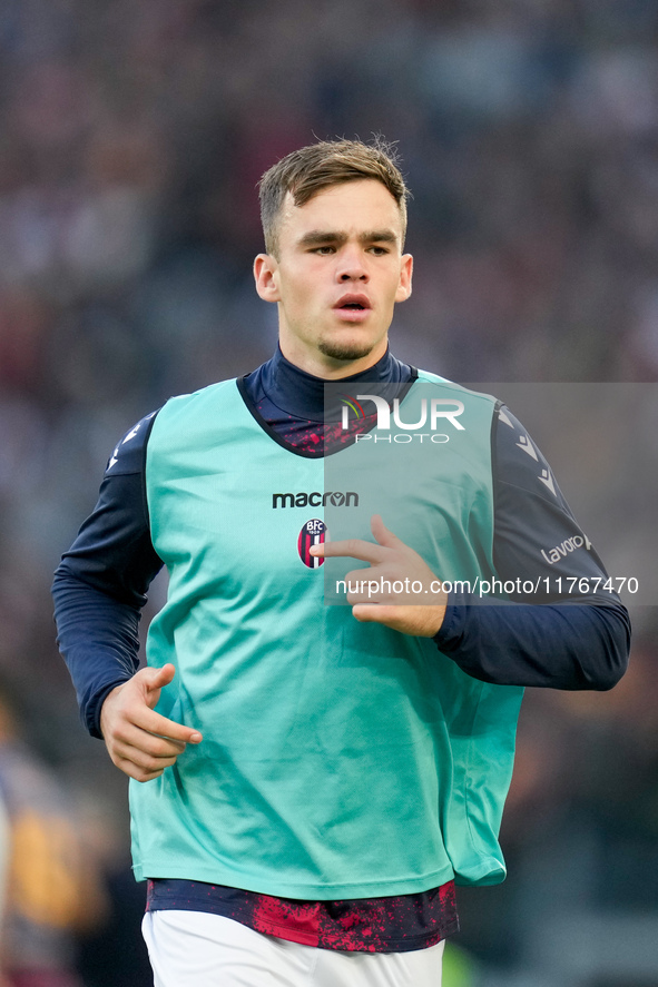 Thijs Dallinga of Bologna FC looks on during the Serie A Enilive match between AS Roma and Bologna FC at Stadio Olimpico on November 10, 202...