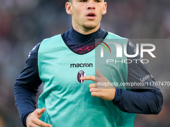 Thijs Dallinga of Bologna FC looks on during the Serie A Enilive match between AS Roma and Bologna FC at Stadio Olimpico on November 10, 202...