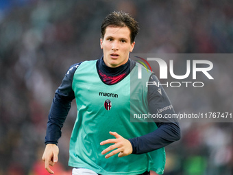 Giovanni Fabbian of Bologna FC looks on during the Serie A Enilive match between AS Roma and Bologna FC at Stadio Olimpico on November 10, 2...