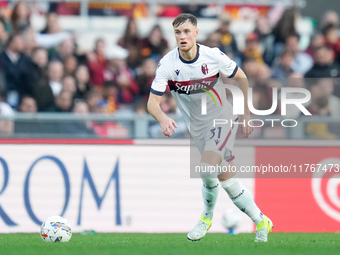 Sam Beukema of Bologna FC during the Serie A Enilive match between AS Roma and Bologna FC at Stadio Olimpico on November 10, 2024 in Rome, I...