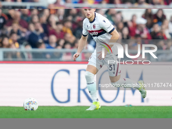 Sam Beukema of Bologna FC during the Serie A Enilive match between AS Roma and Bologna FC at Stadio Olimpico on November 10, 2024 in Rome, I...