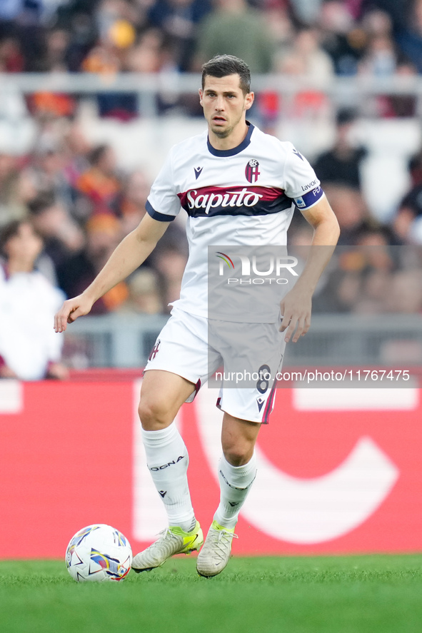 Remo Freuler of Bologna FC during the Serie A Enilive match between AS Roma and Bologna FC at Stadio Olimpico on November 10, 2024 in Rome,...