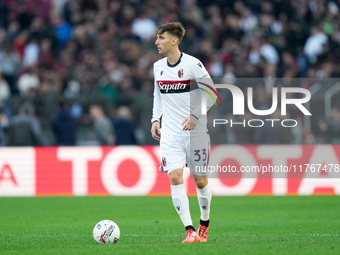 Juan Miranda of Bologna FC during the Serie A Enilive match between AS Roma and Bologna FC at Stadio Olimpico on November 10, 2024 in Rome,...