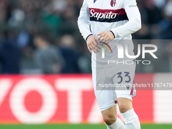 Juan Miranda of Bologna FC during the Serie A Enilive match between AS Roma and Bologna FC at Stadio Olimpico on November 10, 2024 in Rome,...