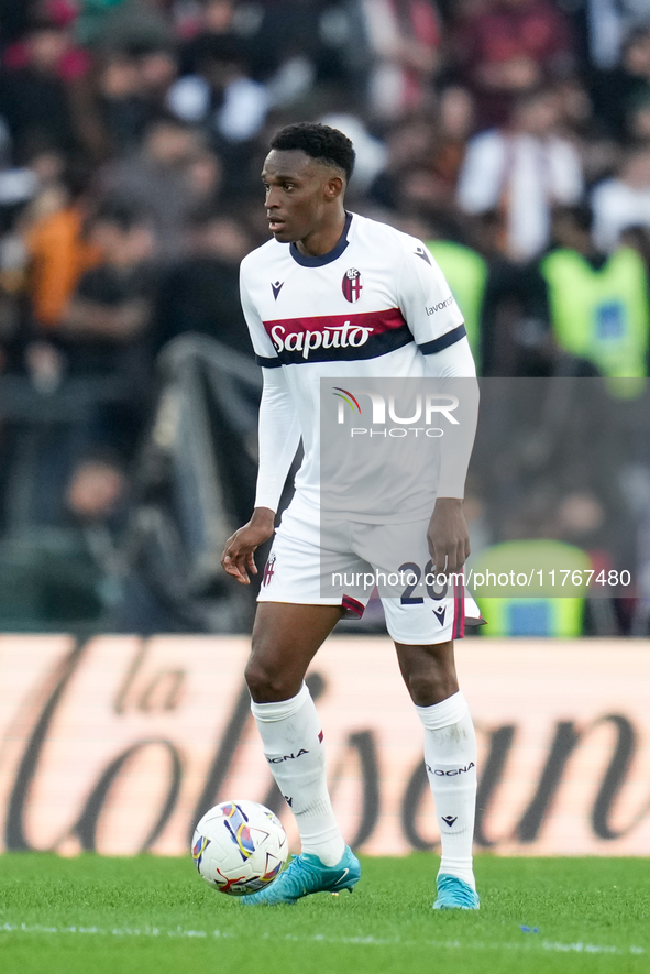 Jhon Lucumi of Bologna FC during the Serie A Enilive match between AS Roma and Bologna FC at Stadio Olimpico on November 10, 2024 in Rome, I...