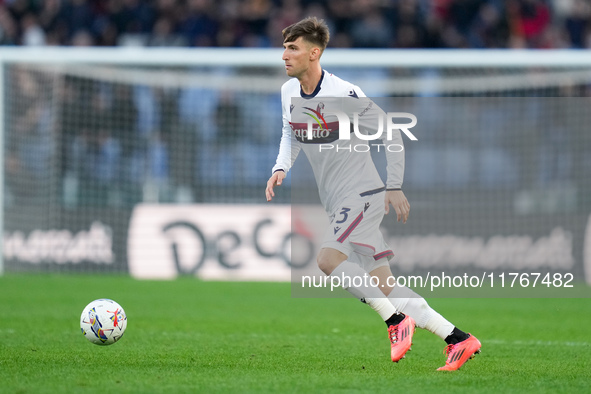 Juan Miranda of Bologna FC during the Serie A Enilive match between AS Roma and Bologna FC at Stadio Olimpico on November 10, 2024 in Rome,...