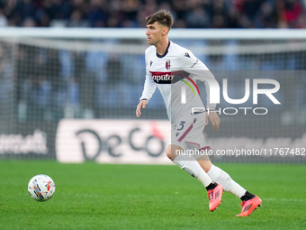 Juan Miranda of Bologna FC during the Serie A Enilive match between AS Roma and Bologna FC at Stadio Olimpico on November 10, 2024 in Rome,...