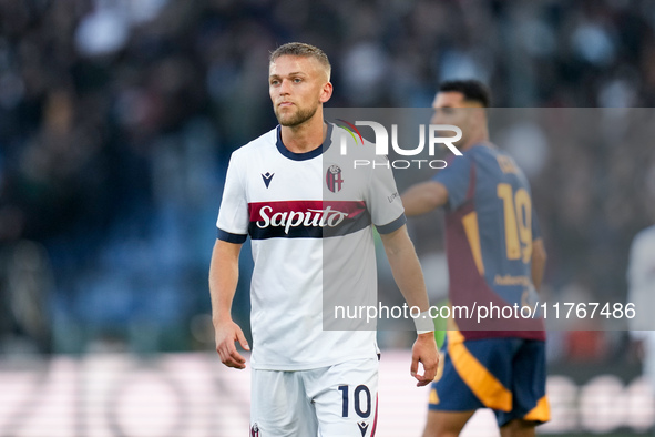 Jesper Karlsson of Bologna FC looks on during the Serie A Enilive match between AS Roma and Bologna FC at Stadio Olimpico on November 10, 20...