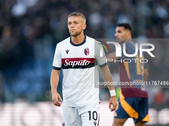 Jesper Karlsson of Bologna FC looks on during the Serie A Enilive match between AS Roma and Bologna FC at Stadio Olimpico on November 10, 20...