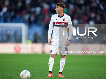 Juan Miranda of Bologna FC during the Serie A Enilive match between AS Roma and Bologna FC at Stadio Olimpico on November 10, 2024 in Rome,...