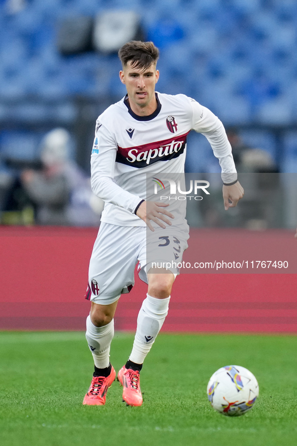 Juan Miranda of Bologna FC during the Serie A Enilive match between AS Roma and Bologna FC at Stadio Olimpico on November 10, 2024 in Rome,...