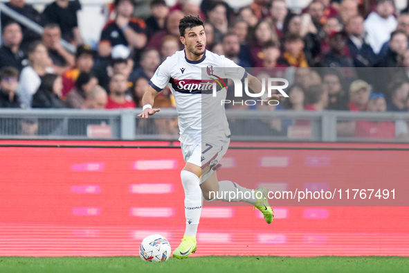 Riccardo Orsolini of Bologna FC during the Serie A Enilive match between AS Roma and Bologna FC at Stadio Olimpico on November 10, 2024 in R...