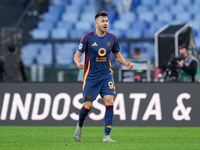 Stephan El Shaarawy of AS Roma celebrates after scoring first goal during the Serie A Enilive match between AS Roma and Bologna FC at Stadio...