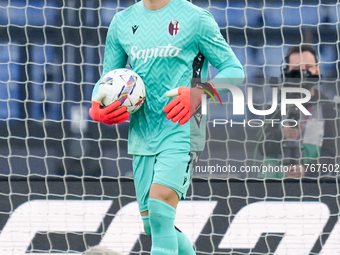 Lukasz Skorupski of Bologna FC during the Serie A Enilive match between AS Roma and Bologna FC at Stadio Olimpico on November 10, 2024 in Ro...