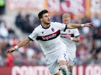 Riccardo Orsolini of Bologna FC celebrates after scoring second goal during the Serie A Enilive match between AS Roma and Bologna FC at Stad...