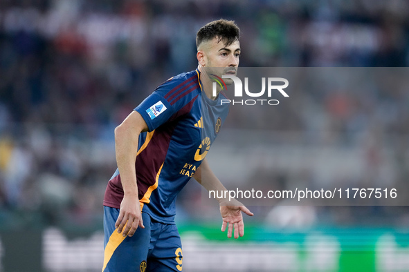 Stephan El Shaarawy of AS Roma looks on during the Serie A Enilive match between AS Roma and Bologna FC at Stadio Olimpico on November 10, 2...