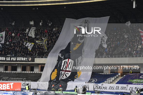 Fans of Universitatea Cluj attend the Superliga match between Universitatea Cluj and FCSB at Cluj Arena in Cluj, Romania, on November 10, 20...