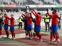 Players of FCSB celebrate during the Superliga match between Universitatea Cluj and FCSB at Cluj Arena in Cluj, Romania, on November 10, 202...