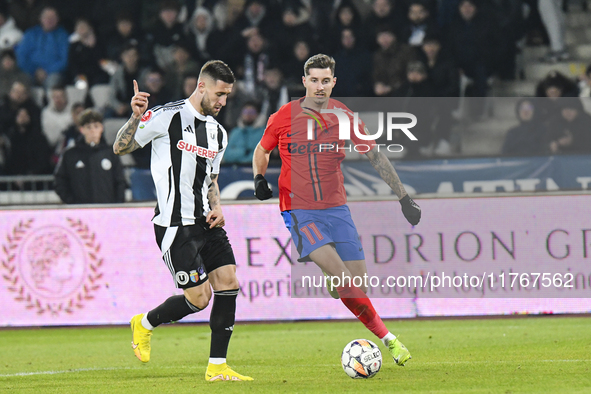 David Miculescu plays during the Superliga match between Universitatea Cluj and FCSB at Cluj Arena in Cluj, Romania, on November 10, 2024. 