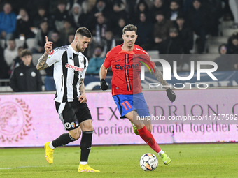 David Miculescu plays during the Superliga match between Universitatea Cluj and FCSB at Cluj Arena in Cluj, Romania, on November 10, 2024. (