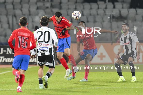 Valentin Cretu is in action during the Superliga match between Universitatea Cluj and FCSB at Cluj Arena in Cluj, Romania, on November 10, 2...