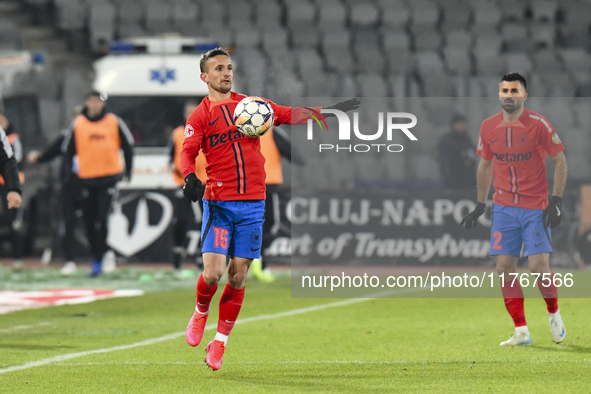 Marius Stefanescu plays during the Superliga match between Universitatea Cluj and FCSB at Cluj Arena in Cluj, Romania, on November 10, 2024....