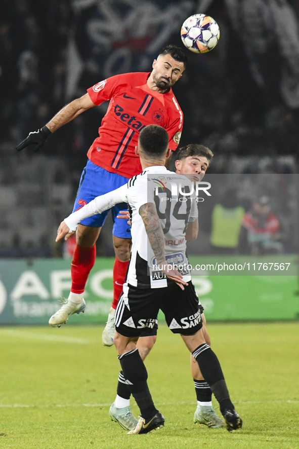 Valentin Cretu is in action during the Superliga match between Universitatea Cluj and FCSB at Cluj Arena in Cluj, Romania, on November 10, 2...