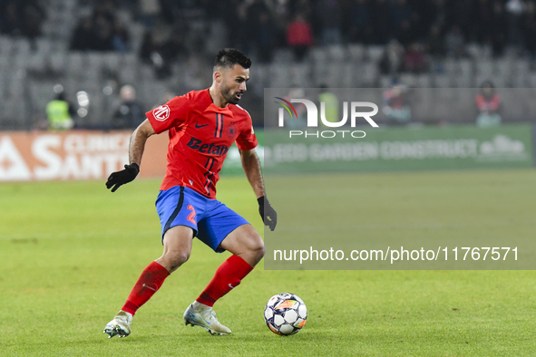 Valentin Cretu is in action during the Superliga match between Universitatea Cluj and FCSB at Cluj Arena in Cluj, Romania, on November 10, 2...