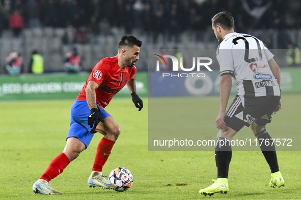 Valentin Cretu is in action during the Superliga match between Universitatea Cluj and FCSB at Cluj Arena in Cluj, Romania, on November 10, 2...