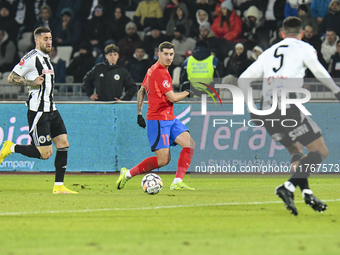 David Miculescu plays during the Superliga match between Universitatea Cluj and FCSB at Cluj Arena in Cluj, Romania, on November 10, 2024. (