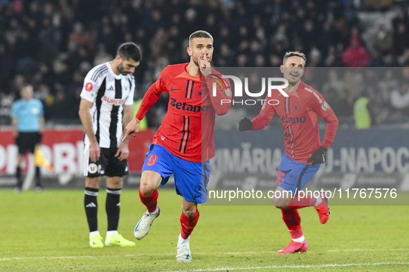 Daniel Birligea celebrates during the Superliga match between Universitatea Cluj and FCSB at Cluj Arena in Cluj, Romania, on November 10, 20...