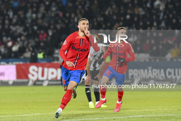 Daniel Birligea celebrates during the Superliga match between Universitatea Cluj and FCSB at Cluj Arena in Cluj, Romania, on November 10, 20...