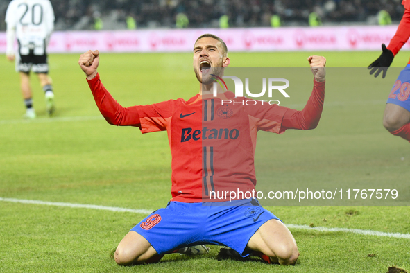 Daniel Birligea celebrates during the Superliga match between Universitatea Cluj and FCSB at Cluj Arena in Cluj, Romania, on November 10, 20...