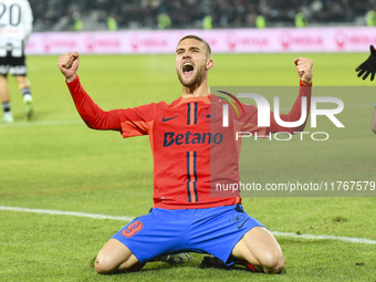 Daniel Birligea celebrates during the Superliga match between Universitatea Cluj and FCSB at Cluj Arena in Cluj, Romania, on November 10, 20...