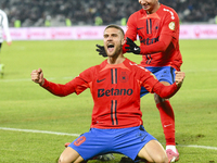 Daniel Birligea celebrates during the Superliga match between Universitatea Cluj and FCSB at Cluj Arena in Cluj, Romania, on November 10, 20...