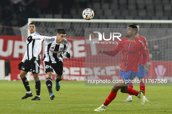 Gabriel Simion plays during the Superliga match between Universitatea Cluj and FCSB at Cluj Arena in Cluj, Romania, on November 10, 2024. 