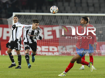 Gabriel Simion plays during the Superliga match between Universitatea Cluj and FCSB at Cluj Arena in Cluj, Romania, on November 10, 2024. (