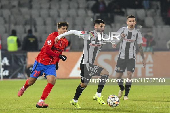 Radu Boboc is in action during the Superliga match between Universitatea Cluj and FCSB at Cluj Arena in Cluj, Romania, on November 10, 2024....