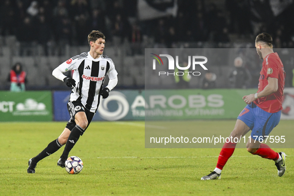 Vladislav Blanuta plays during the Superliga match between Universitatea Cluj and FCSB at Cluj Arena in Cluj, Romania, on November 10, 2024....