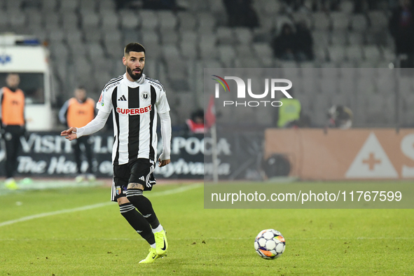 Radu Boboc is in action during the Superliga match between Universitatea Cluj and FCSB at Cluj Arena in Cluj, Romania, on November 10, 2024....