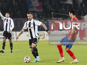 Dan Nistor plays during the Superliga match between Universitatea Cluj and FCSB at Cluj Arena in Cluj, Romania, on November 10, 2024. (