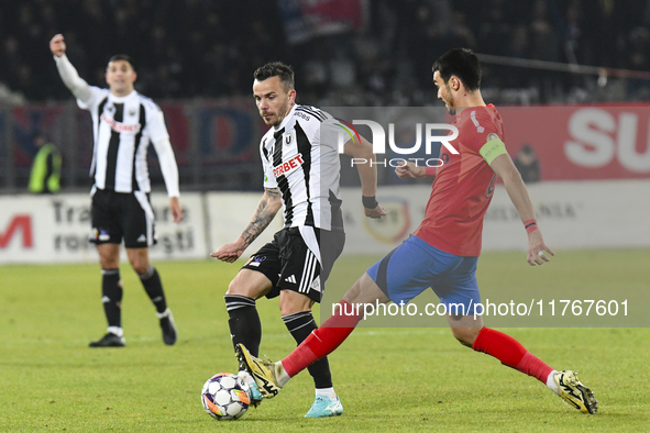 Dan Nistor plays during the Superliga match between Universitatea Cluj and FCSB at Cluj Arena in Cluj, Romania, on November 10, 2024. 