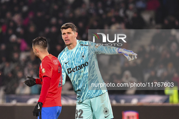 Stefan Tarnovanu is in action during the Superliga match between Universitatea Cluj and FCSB at Cluj Arena in Cluj, Romania, on November 10,...