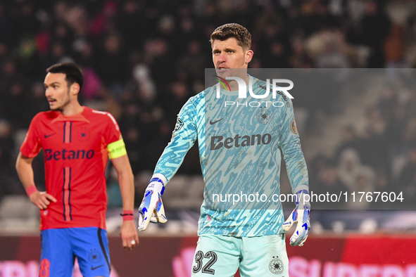 Stefan Tarnovanu is in action during the Superliga match between Universitatea Cluj and FCSB at Cluj Arena in Cluj, Romania, on November 10,...