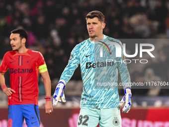 Stefan Tarnovanu is in action during the Superliga match between Universitatea Cluj and FCSB at Cluj Arena in Cluj, Romania, on November 10,...