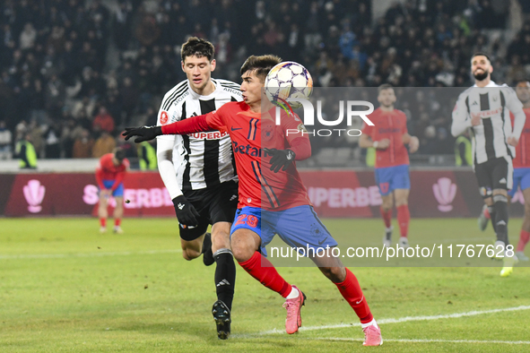 Vladislav Blanuta and Alexandru Musi are in action during the Superliga match between Universitatea Cluj and FCSB at Cluj Arena in Cluj, Rom...