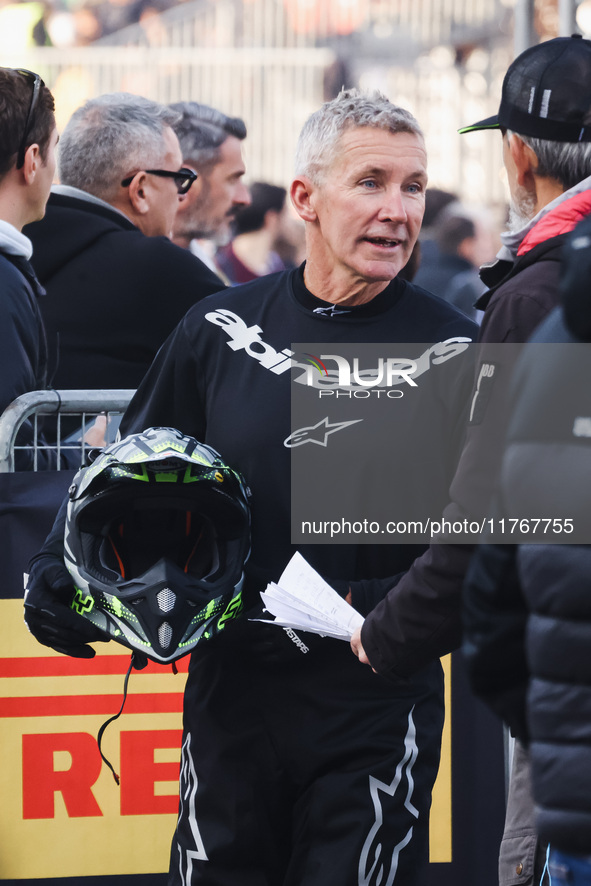 Troy Bayliss attends the Champions Charity Race Legend at MotoLive during the 110th edition of EICMA Milan Motorcycle Show at Rho Fiera Mila...