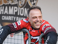 Loris Capirossi attends the Champions Charity Race Legend at MotoLive during the 110th edition of EICMA Milan Motorcycle Show at Rho Fiera M...