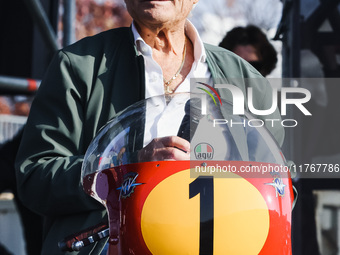 Giacomo Agostini attends the Champions Charity Race Legend at MotoLive during the 110th edition of the EICMA Milan Motorcycle Show at Rho Fi...