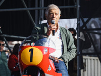 Giacomo Agostini attends the Champions Charity Race Legend at MotoLive during the 110th edition of the EICMA Milan Motorcycle Show at Rho Fi...